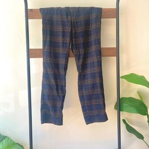 H&M - Navy & Brown Cross pattern dress trousers